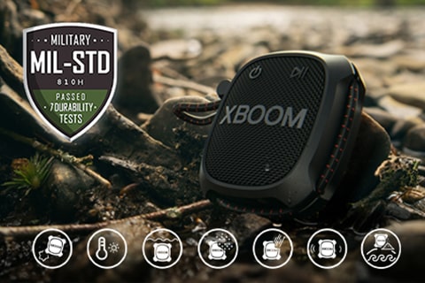 Image of XG2T on the rock with Military standards icons.